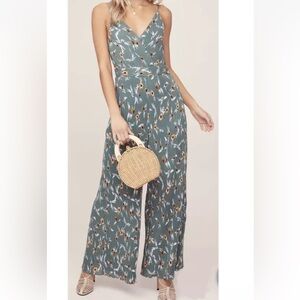 ASTR Teal multicolor floral pleated pant suit size S NWT